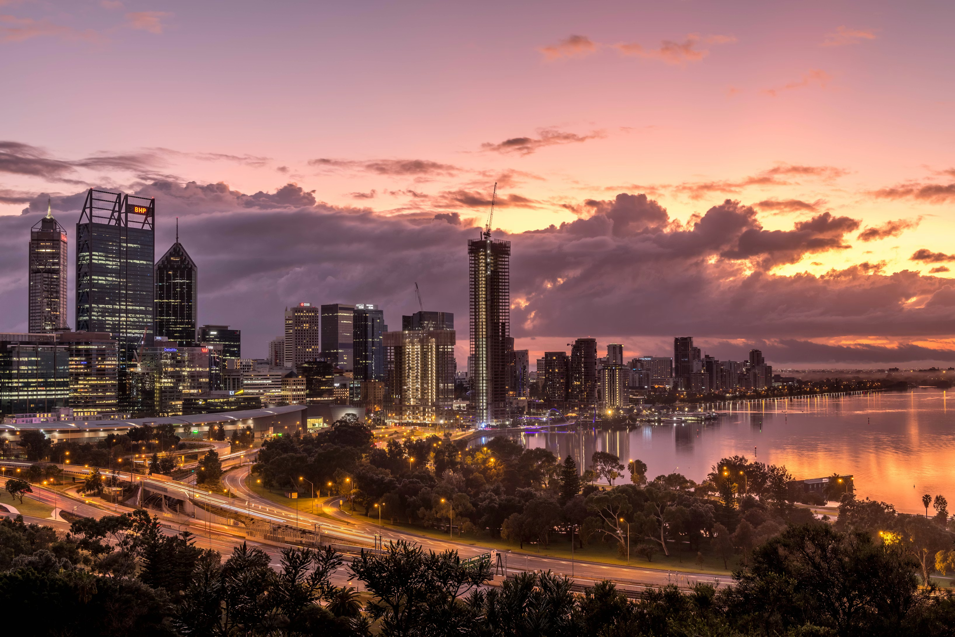 Perth skyline at dusk